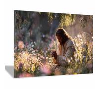 PUQAAEO sacred heart of jesus Jesus in the Sea jesus wall decor，canvas pictures，Suitable for living room, bedroom and church decoration(multicolored03)-70x100cm Framed