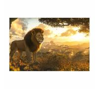 PUQAAEO The Picture of Animal Print On Canvas Enchanting lions Artistic Wall Art Painting Artwork Pictures For Home Living Room Modern Decor Decoration(golden70)-60x90cm Unframed