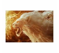 PUQAAEO The Picture of Animal Print On Canvas Mighty lions Artistic Wall Art Painting Artwork Pictures For Home Living Room Modern Decor Decoration(golden50)-40x60cm Unframed