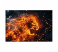 PUQAAEO The Picture of Animal Print On Canvas Mighty lions Artistic Wall Art Painting Artwork Pictures For Home Living Room Modern Decor Decoration(orange190)-70x100cm Unframed