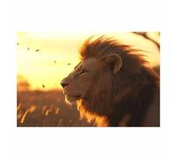 PUQAAEO The Picture of Animal Print On Canvas The agile lions Artistic Wall Art Painting Artwork Pictures For Home Living Room Modern Decor Decoration(golden80)-70x100cm Unframed
