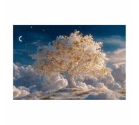 PUQAAEO Tree Of Life canvas Wall art Crescent Moon Gold Tree Abstract Colorful Tree Canvas Printing,Aesthetic Wall Art,For Living Room, Bedroom,Office(Multicolor)-30x45cm Unframed