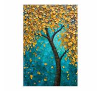 PUQAAEO Tree Of Life Wall Art Textured Blues Foliage Tree Modern Abstract Print Poster,Aesthetic Wall Art For Farmhouse Home Wall Hanging Decoration Supplies(Multicolor)-80x120cm Unframed