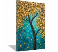 PUQAAEO Tree Of Life Wall Art Textured Blues Foliage Tree Modern Abstract Print Poster,Aesthetic Wall Art For Farmhouse Home Wall Hanging Decoration Supplies(Multicolor)-30x45cm Framed
