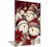 PUQAAEO Vintage Christmas Snowsman Winter Artworks,Canvas Art Posters,Suitable for livings room,office, bedroom,bathroom and hotel decor,Wall art(white24)-80x120cm Framed