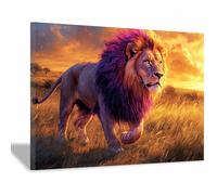 PUQAAEO Wall Art,Animals Canvas Picture Prints The agile lions Modern Aesthetic Posters Prints For Living Room(golden87)-30x45cm Framed