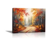 PUQAAEO Wall Art Landscape Picture Canvas Abstract scenery Paintings Modern Artwork for Living Room Wall Decor and Home Décor,Waterproof Artwork.(orange)-80x120cm Framed