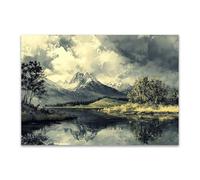 PUQAAEO Wall Art Nature Canvas Painting Picture Abstract scenery Modern Landscape Artwork for Living Room Bedroom Bathroom Office Home Decor(brown)-30x45cm Unframed