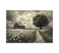 PUQAAEO Wall Art Nature Canvas Painting Picture Abstract scenery Modern Landscape Artwork for Living Room Bedroom Bathroom Office Home Decor(grey)-30x45cm Unframed