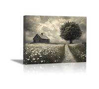 PUQAAEO Wall Art Nature Canvas Painting Picture Abstract scenery Modern Landscape Artwork for Living Room Bedroom Bathroom Office Home Decor(grey)-70x100cm Framed
