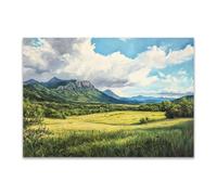 PUQAAEO Wall Art Nature Canvas Painting Picture Abstract scenery Modern Landscape Artwork for Living Room Bedroom Bathroom Office Home Decor(green)-60x90cm Unframed