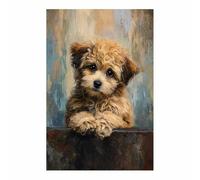 PUQAAEO Wall Art Nature Canvas Painting Picture Golden Retriever Mix Puppys Modern Landscape Artwork for Living Room Bedroom Bathroom Office Home Decor(Multicolor)-40x60cm Unframed