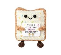 PUQGAOIP Funny engagement gifts for couples, Handmade emotional support crochet Toast Keepsake (6.5x6.5cm), Cute engagement present with Message Sign, Unique wedding gifts for Friends