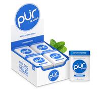 PUR Aspartame Free Mints, Made with Xylitol, Sugar Free, Vegan, Gluten Free and Keto Friendly, Natural Peppermint Flavoured Mints, 30 Pieces, Pack of 12