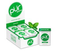 PUR Aspartame Free Mints, Made with Xylitol, Sugar Free, Vegan, Gluten Free and Keto Friendly, Natural Spearmint Flavoured Mints, 30 Pieces, Pack of 12