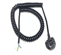 PUR CURLY SPIRAL ELECTRICAL MAINS CABLE & PLUG MULTI USE UP TO 4 METER LONG 13A