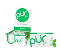 PUR Gum | Sugar Free Chewing Gum | 100% Xylitol | Vegan, Aspartame Free, Gluten Free & Diabetic Friendly | Natural Spearmint Flavoured Gum, 9 Pieces (Pack of 12)