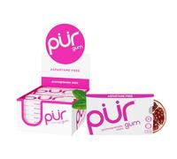PUR Gum | Sugar Free Chewing Gum | 100% Xylitol | Vegan, Aspartame Free, Gluten Free & Diabetic Friendly | Natural Pomegranate Mint Flavoured Gum, 9 Pieces (Pack of 12)