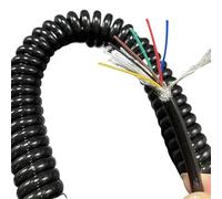 PUR High Flexibility Spring Cable, 7-Core 22AWG Shielded Spiral Retractable Wire For Robot/Automation/Medical Device(Stretch 14 meter)