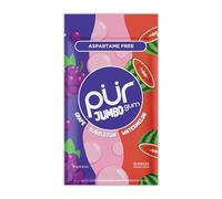 PUR Jumbo Gum, Grape, Bubblegum, Watermelon, Xylitol Gum, 20 Count | No Artificial Sweeteners or flavours, Sugar free, Aspartame free, Vegan, Gluten Free, Fun fruit candy flavour chewing gum
