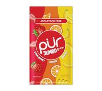 PUR Jumbo Gum, Strawberry, Banana, Orange, Xylitol Gum, 20 Count | No Artificial Sweeteners or flavours, Sugar free, Aspartame free, Vegan, Gluten Free, Fun fruit candy flavour chewing gum