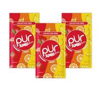 PUR Jumbo Gum, Strawberry, Banana, Orange, Xylitol Gum, 60 Count (3x20) | No Artificial Sweeteners or flavours, Sugar free, Aspartame free, Vegan, Gluten Free, Fun fruit candy flavour chewing gum