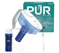 PUR PLUS 11-Cup Water Filter Pitcher with 1 Lead-Reducing PUR Plus Filter, Dishwasher Safe, Powerful Filtration, Filter Change Indicator Light, White, PPT111W