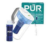 PUR PLUS 7-Cup Water Filter Pitcher with 1 Lead-Reducing PUR Plus Filter, Dishwasher Safe, Powerful Filtration, Filter Change Indicator Light, White, PPT711W