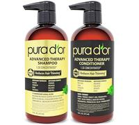 PURA D’OR Advanced Therapy System Shampoo & Conditioner - Increases Volume, Strength and Shine, Sulfate Free, Made with Argan Oil, All Hair Types, Men & Women, 473 ml (Packaging may vary)