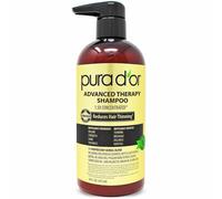 PURA D'OR 16 Oz Advanced Therapy Shampoo Reduces Hair Thinning & Increases Volume No Sulfate Biotin Shampoo Infused with Argan Oil Aloe Vera f