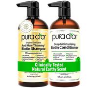 PURA D'OR Gold Label Anti-Thinning Deep Moisturizing Therapy Shampoo & Conditioner Set, Clinically Tested Effective Solution, Infused with Organic & Natural Ingredients for All Hair Types, Men & Women