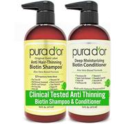 PURA D'OR Gold Label Anti-Thinning Deep Moisturizing Therapy Shampoo & Conditioner Set, Clinically Tested Effective Solution, Infused with Organic & Natural Ingredients for All Hair Types, Men & Women