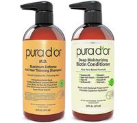PURA D'OR MD Anti-Thinning Biotin Shampoo & Conditioner Set (16oz x2) Maximum Defense Coal-Tar Strong Scented DHT Blocker Hair Thickening Product