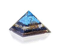 PURA ESPRIT Orgone Pyramid Black Tourmaline - Raw Turquoise Amazonite Clear Quartz Crystal Point - Chakra Healing Crystals Pyramid for Protection - Empath Abundance Healing Crystal Orgonite Pyramid