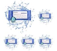 Pura Flushable Moist Toilet Tissue Wipes, 5 Pack of 40 Wet Wipes, 100% Plastic Free, 99% Water Clean Washlets, Certified ‘Fine to Flush’ Biodegradable, Compostable, Vegan, Gentle Clean