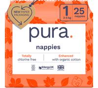 Pura Nappies - Size 1 - 2-5kg - Pack of 25