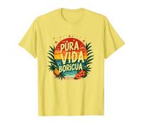 Pura Vida Boricua: Tropical Paradise Puerto Rican Pride T-Shirt, Men, Lemon, XL