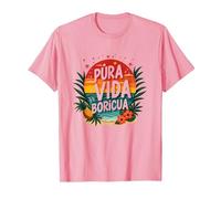 Pura Vida Boricua: Tropical Paradise Puerto Rican Pride T-Shirt, Men, Pink, S