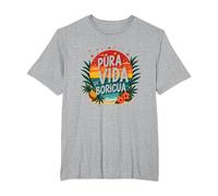 Pura Vida Boricua: Tropical Paradise Puerto Rican Pride T-Shirt, Men's Big and Tall, Heather Grey, 5X Tall