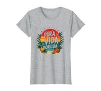 Pura Vida Boricua: Tropical Paradise Puerto Rican Pride T-Shirt, Women, Heather Grey, 3XL