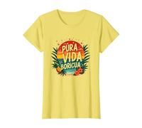 Pura Vida Boricua: Tropical Paradise Puerto Rican Pride T-Shirt, Women, Lemon, L