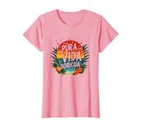Pura Vida Boricua: Tropical Paradise Puerto Rican Pride T-Shirt, Women, Pink, XS