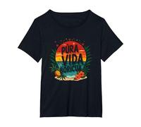 Pura Vida Boricua: Tropical Paradise Puerto Rican Pride T-Shirt, Women's Plus, Black, 6X