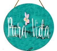 Pura Vida Costa Rica Gift Dorm Room Decor Pura Vida Sign Travel sign Sea Gypsy California Wholesale Beach Sign Kitchen,Gift Diameter 12''