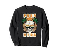 Pura Vida Costa Rica Skeleton Tropical Beach Graphic Sweatshirt
