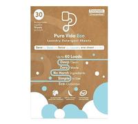 Pura Vida Eco Laundry Detergent 30 Sheets - Fragrance Free - Ideal for Travel, Baby Clothes, Compact, Liquid Free, Hypoallergenic, Eco-Friendly