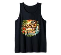 Pura Vida Sloth - Costa Rica Tico Mascot Drinking Coconut Tank Top