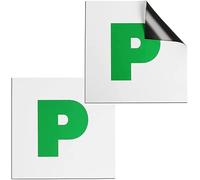 PURANEX 2 Pcs Super Strong Fully Magnetic P Plates Twin Pack - Official Legal Size Magnetic P Plates for New Drivers | Heavy-Duty, Weatherproof,Pass Plates for Cars | Easy-to-Use, Reusable