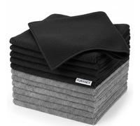 Puranex Microfibre Cloth 32x32cm 12 Pack - Reusable Cleaning Cloths 300 GSM - Washable Duster for Home and Kitchen - Ideal Microfiber Dish Cloths for Dusting and Surface Cleaning (Black/Grey)