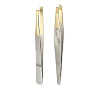 PuraQuot 2PCS Eyebrow Tweezers, Tweezers for Facial Hair Women & Men, Stainless Steel Slant Tweezer, Tweezers for Facial Hair Women